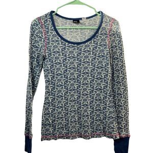 Bdg Blue and White Long Sleeved Top